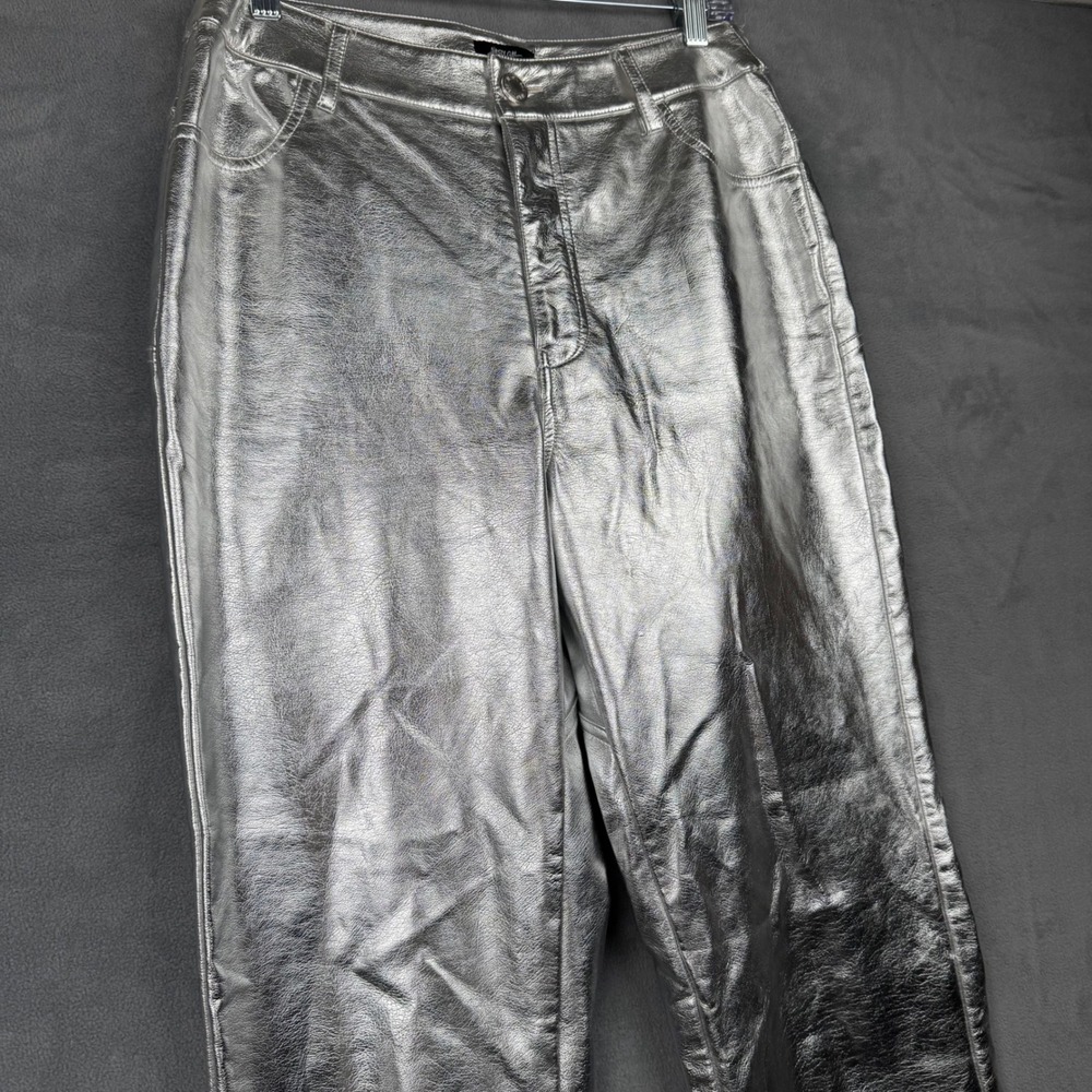 Nasty Gal Metallic Silver Star Pocket Flare Pants Women US 6 - Picture 7 of 12